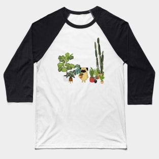 Pug and Plants Baseball T-Shirt